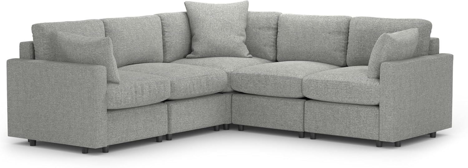 MODISOFA - Sofá Sala Esquinera Modular con Otomano | 6 Plazas | Gris Claro | + Pillow Pack | Fácil de Ensamblar y Adaptable | Envío Gratis