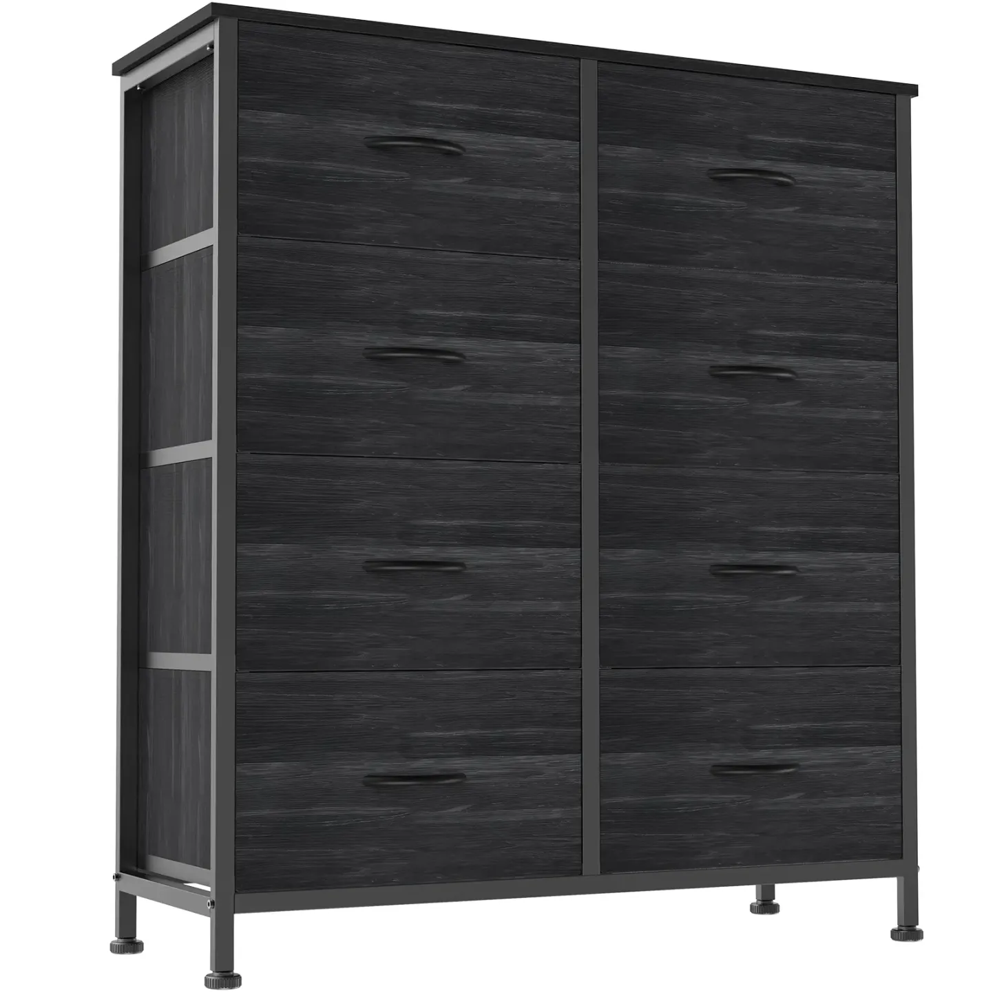 Cómoda para Dormitorio – Organizador con Cajones de Tela, Torre de Almacenamiento con 8 Contenedores de Tela, Estructura de Acero y Tapa de Madera