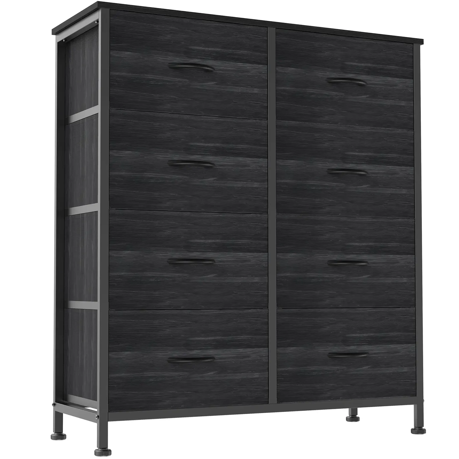 Cómoda para Dormitorio – Organizador con Cajones de Tela, Torre de Almacenamiento con 8 Contenedores de Tela, Estructura de Acero y Tapa de Madera