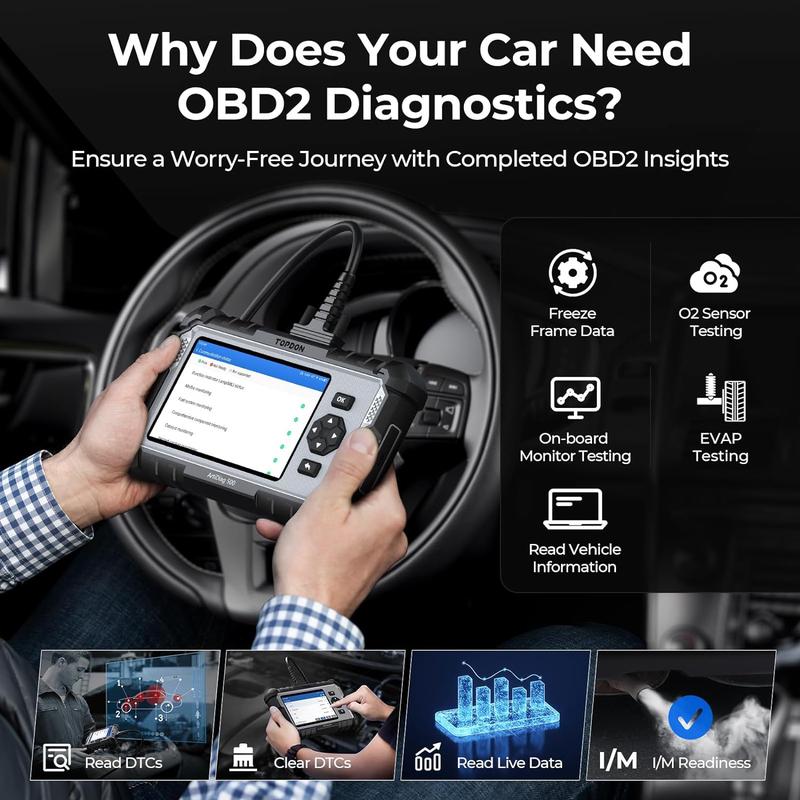 Escáner automotriz TOPDON AD500 OBD2, herramienta de diagnóstico para vehículos con funciones de reinicio de aceite/SAS/acelerador, diagnóstico de motor/ABS/SRS/transmisión, AutoVIN, lector de códigos de error del motor con prueba de batería y actualizaci