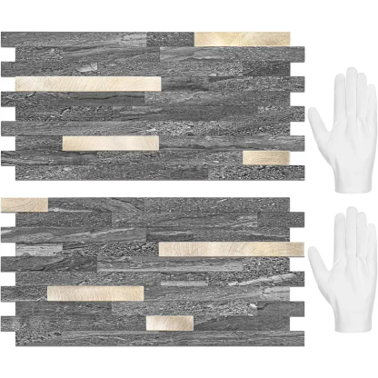 20 Láminas de Azulejos Adhesivos para Salpicaderos — Pegatinas para Azulejos y Revestimientos Autoadhesivos para Cocinas y Baños — Diseño Blanco Volakas con Detalles Metálicos Plateados (PVC)