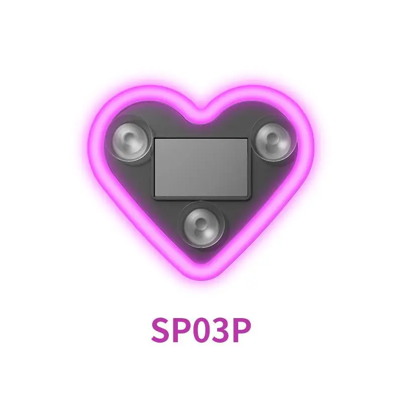 Luz de neón LED solar para pilar C con forma de corazón — Decoración interior de automóvil ecológica e inalámbrica (9,57 mm x 8,42 mm x 15,36 mm) — Diseño moderno y elegante