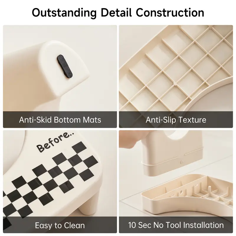  Taburete para inodoro de baño (adultos) — 1 taburete portátil de plástico — Escalón auxiliar antideslizante para el baño — Regalo para el Día del Padre