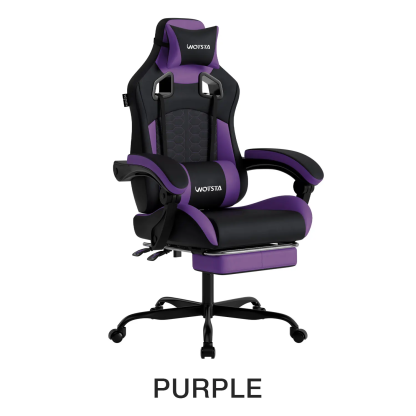 Silla de oficina y gaming, equipada con un cómodo soporte lumbar de espuma viscoelástica y reposacabezas; el respaldo de la silla puede ajustarse a un ángulo de inclinación de 90° a 135°. Silla de trabajo ergonómica, giratoria, con ruedas y respaldo de ma