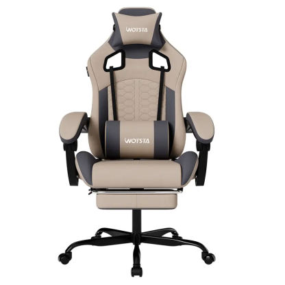 Silla de oficina y gaming, equipada con un cómodo soporte lumbar de espuma viscoelástica y reposacabezas; el respaldo de la silla puede ajustarse a un ángulo de inclinación de 90° a 135°. Silla de trabajo ergonómica, giratoria, con ruedas y respaldo de ma
