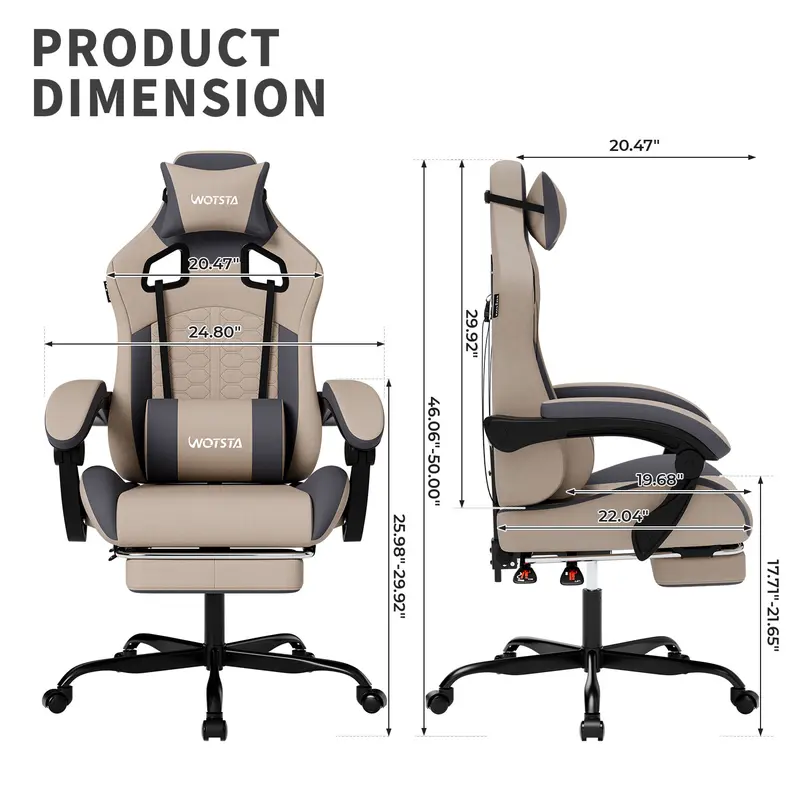 Silla de oficina y gaming, equipada con un cómodo soporte lumbar de espuma viscoelástica y reposacabezas; el respaldo de la silla puede ajustarse a un ángulo de inclinación de 90° a 135°. Silla de trabajo ergonómica, giratoria, con ruedas y respaldo de ma