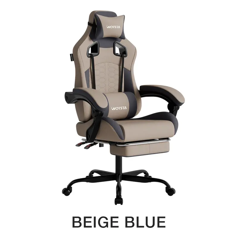 Silla de oficina y gaming, equipada con un cómodo soporte lumbar de espuma viscoelástica y reposacabezas; el respaldo de la silla puede ajustarse a un ángulo de inclinación de 90° a 135°. Silla de trabajo ergonómica, giratoria, con ruedas y respaldo de ma