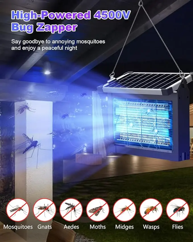 ZeChuan — Matamosquitos solar para exteriores, impermeable y electrónico