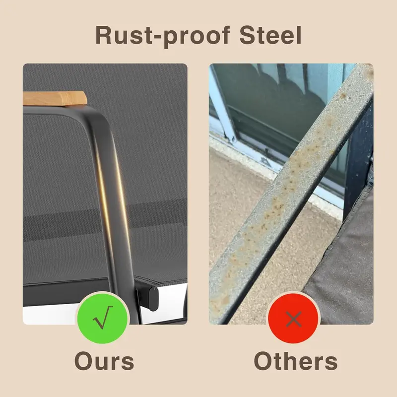 Juego de bistró mecedor de 3 piezas, conjunto de muebles de patio con tela Textilene, sillas mecedoras para porche delantero con mesa de centro para césped, jardín, balcón y zona de piscina (Negro)