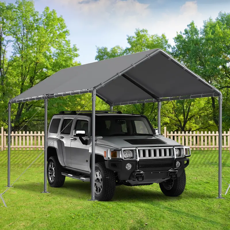 Cochera exterior de 10x20 pies, carpa resistente para vehículos, garaje portátil con dosel y cobertizo de almacenamiento, refugio para automóviles, carpa multiestacional con lona protectora, protección contra el viento para fiestas y embarcaciones, resist