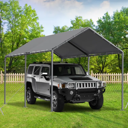 Cochera exterior de 10x20 pies, carpa resistente para vehículos, garaje portátil con dosel y cobertizo de almacenamiento, refugio para automóviles, carpa multiestacional con lona protectora, protección contra el viento para fiestas y embarcaciones, resist
