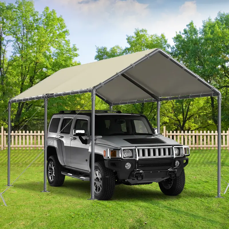 Cochera exterior de 10x20 pies, carpa resistente para vehículos, garaje portátil con dosel y cobertizo de almacenamiento, refugio para automóviles, carpa multiestacional con lona protectora, protección contra el viento para fiestas y embarcaciones, resist