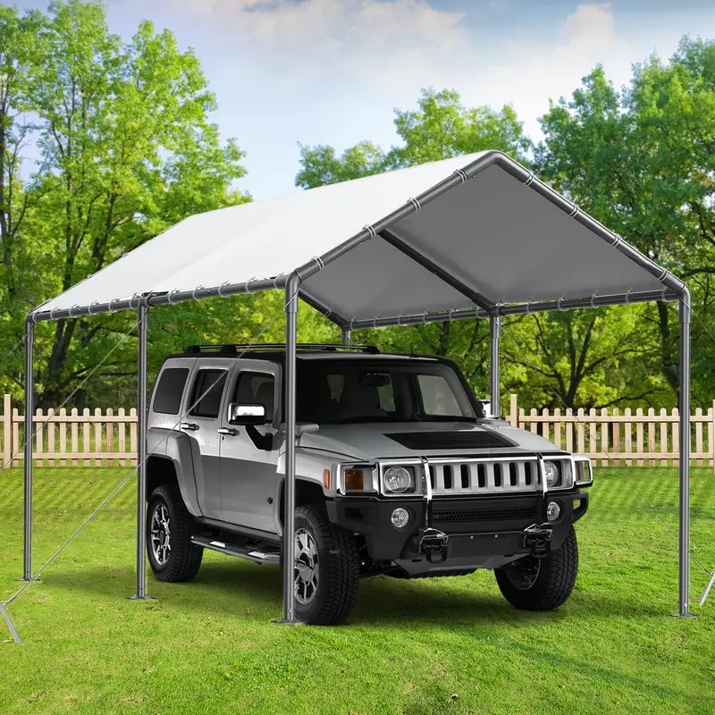 Cochera exterior de 10x20 pies, carpa resistente para vehículos, garaje portátil con dosel y cobertizo de almacenamiento, refugio para automóviles, carpa multiestacional con lona protectora, protección contra el viento para fiestas y embarcaciones, resist