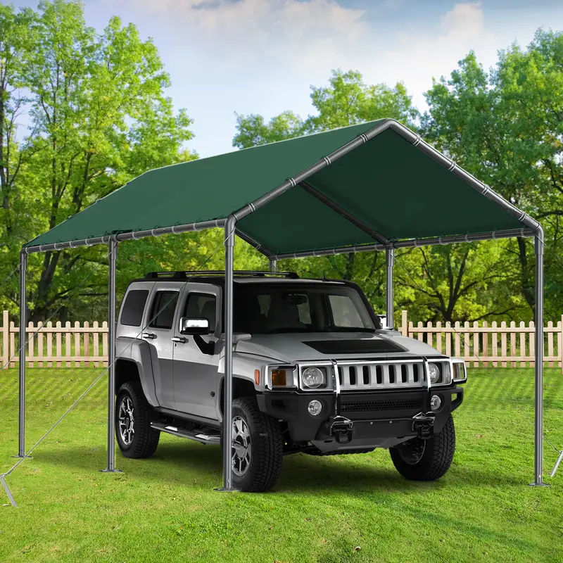 Cochera exterior de 10x20 pies, carpa resistente para vehículos, garaje portátil con dosel y cobertizo de almacenamiento, refugio para automóviles, carpa multiestacional con lona protectora, protección contra el viento para fiestas y embarcaciones, resist