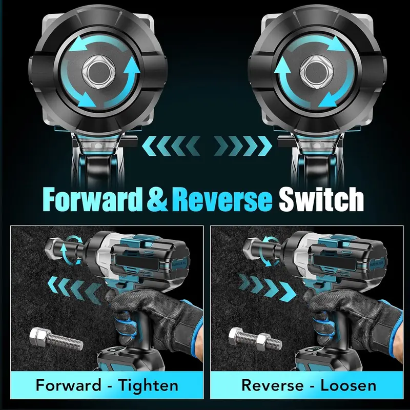 Llave de impacto inalámbrica de 750 N·m, pistola de impacto inalámbrica totalmente metálica con 2 baterías de 3.0 Ah, llave de impacto eléctrica 3 en 1 con 5 vasos, llave de impacto de 1/2 pulgada de alto par.