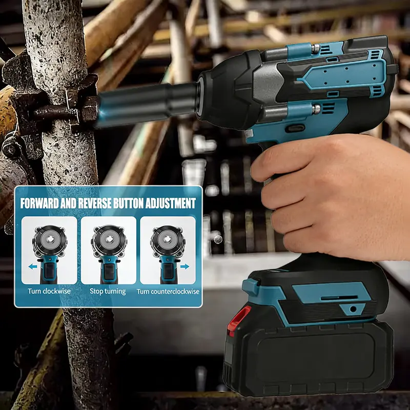 Llave de impacto inalámbrica de 750 N·m, pistola de impacto inalámbrica totalmente metálica con 2 baterías de 3.0 Ah, llave de impacto eléctrica 3 en 1 con 5 vasos, llave de impacto de 1/2 pulgada de alto par.