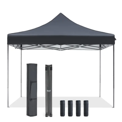 Carpa Plegable 10x10, Cenador de Exterior de Montaje Rápido con Techo Ventilado y Bolsa con Ruedas — Blanco