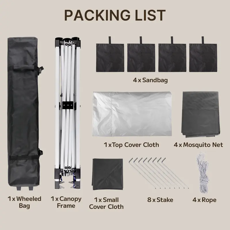 Gizoon Carpa Gazebo Plegable de 11x11 pies con Mosquitera, Gazebo de Montaje Instantáneo, Carpa para Fiestas con Bolsa de Transporte con Ruedas, Toldo Plegable para Fiestas, Patios, Jardines y Terrazas — Gris