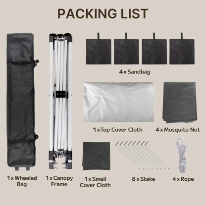 Gizoon Carpa Gazebo Plegable de 11x11 pies con Mosquitera, Gazebo de Montaje Instantáneo, Carpa para Fiestas con Bolsa de Transporte con Ruedas, Toldo Plegable para Fiestas, Patios, Jardines y Terrazas — Gris