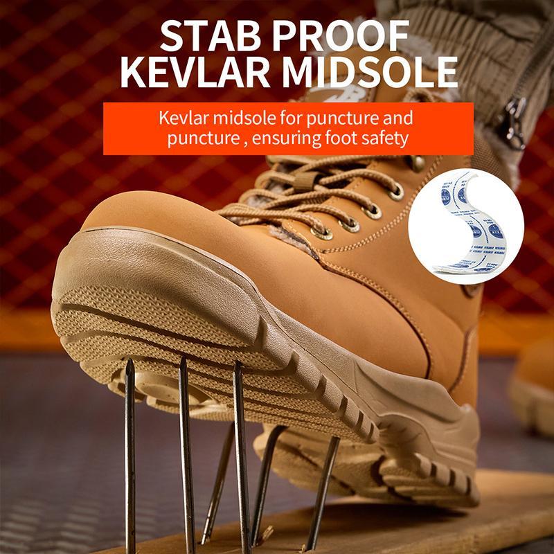Zapatos de trabajo con cordones y hebilla giratoria, impermeables, resistentes al desgaste, con aislamiento térmico, antipinchazos, antideslizantes y con puntera de acero para mayor seguridad.