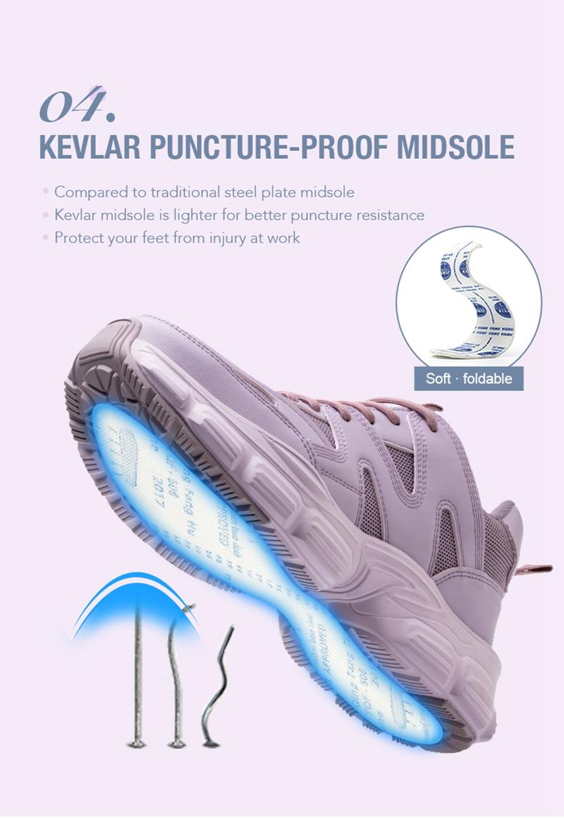 Women's Safety Shoes with Steel Toe Protection & Puncture Resistance Kevlar Material Lightweight Slip-Resistant Industrial Work Boots All-Weather Design