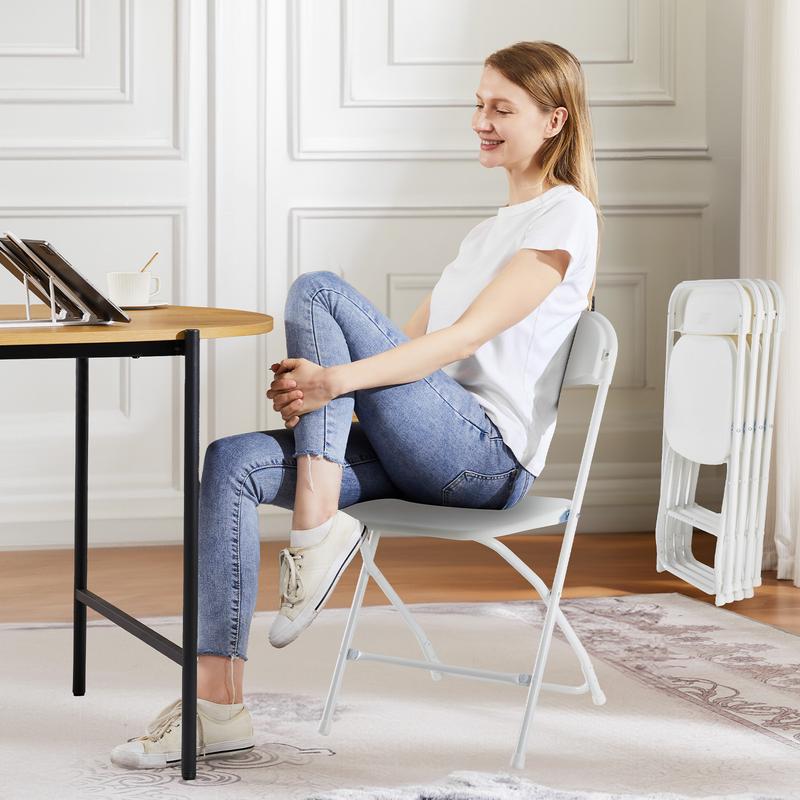 Sillas plegables de plástico con capacidad de 150 kg, sillas plegables de metal resistentes, para exteriores e interiores, para el hogar, la oficina y fiestas. Cómodas.