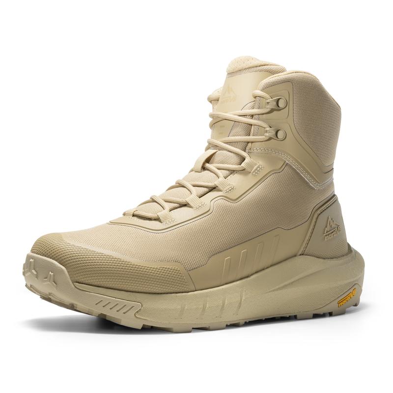 Botas de seguridad y militares de caña alta, color negro, fabricadas con tejido Oxford, forro de malla, cuero vegano y suela de goma ETPU, ideales para actividades al aire libre y trabajos de seguridad para hombres.