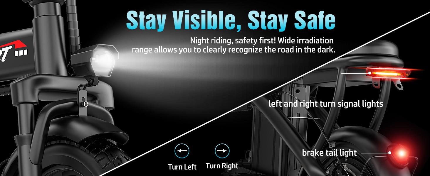 Pikabike Z6 Electric Bike | Peak 1200W | 25MPH | 14" Pneumatic Tires | 22-40 Mile Range l Rear Disc Brake l Foldable l Two Seats