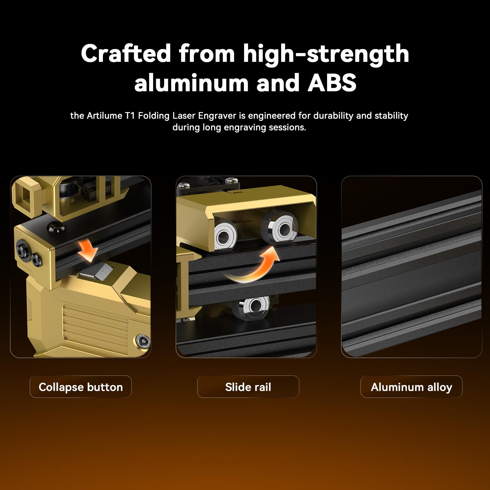 Artilume T1 Foldable Laser Engraver, No Assembly Required, Portable Use Anywhere, 10000mm/min Movement Speed, 0.01mm Accuracy, 200×150mm Working Area for Wood, Leather, Acrylic, and Coated Metal — Ideal for DIY & Small Businesses Artilume T1 Foldable Laser Engraver, No Assembly Required, Portable Use Anywhere, 10000mm/min Movement Speed, 0.01mm Accuracy, 200×150mm Working Area for Wood, Leather, Acrylic, and Coated Metal — Ideal for DIY & Small Businesses