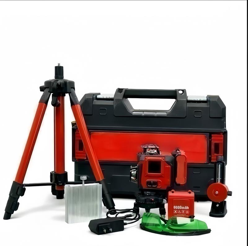 Nivel láser profesional de línea verde para exteriores con líneas horizontales y verticales, calibración automática precisa, herramienta de calidad profesional para construcción y jardinería.