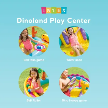 Piscina inflable para niños Play Center con tobogán para niños pequeños de 2 años en adelante. Construcción duradera de PVC con tobogán de agua y rociador para diversión durante todo el año. BOMBA NO INCLUIDA.