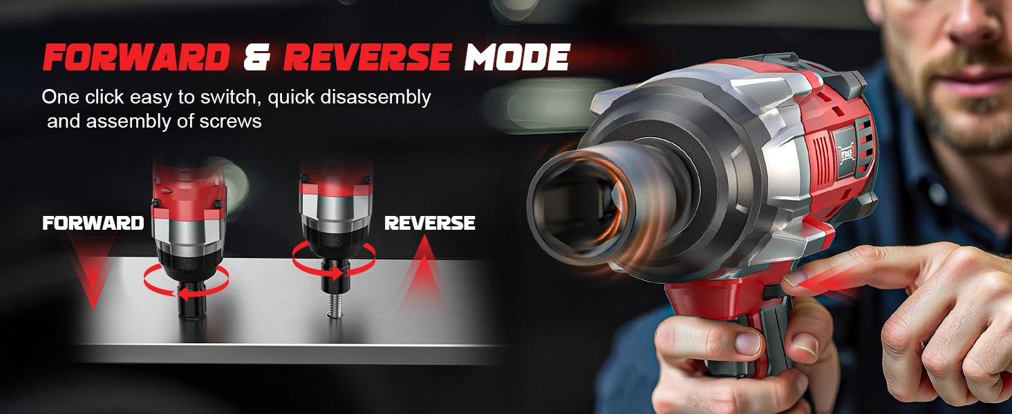 1850Ft-lbs (2500N.m)-3/4"Impact Wrench Compatible with Milwaukee 18V Battery (NO Battery!!!), Brushless Impact Gun 4-Speed with Auto-Stop Reverse for Car/Truck