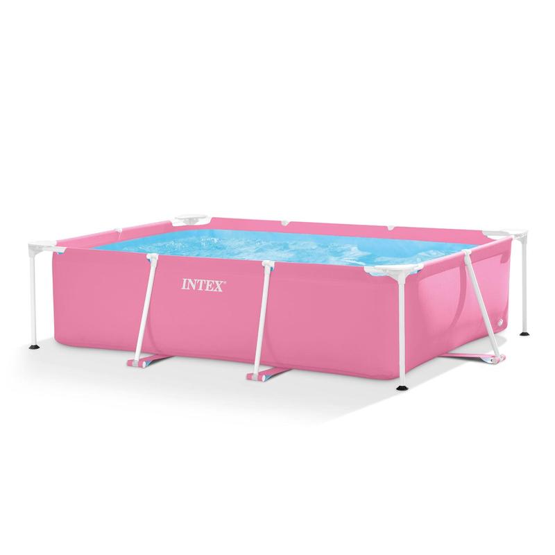 Piscina elevada para exteriores con estructura rectangular/redonda, color rosa/azul, de 58 a 76 cm de profundidad (bomba no incluida)