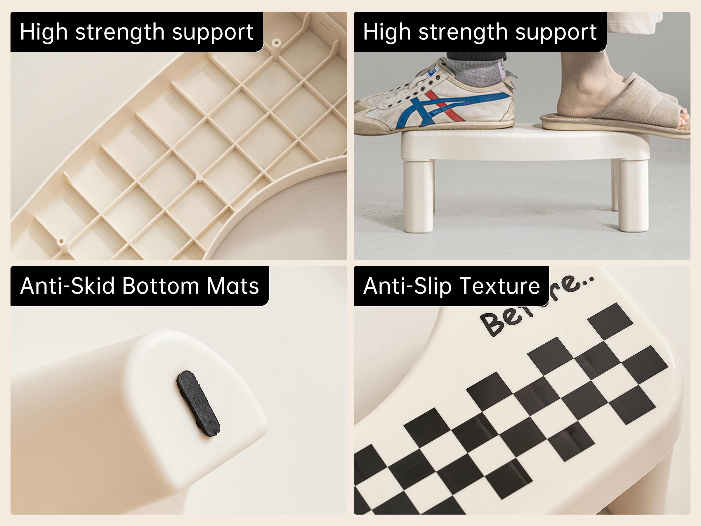 UFORU Adult Bathroom Toilet Stool, 1 Plastic Portable Footstool, Bathroom Non-slip Toilet Auxiliary Step Stool FathersDayGift