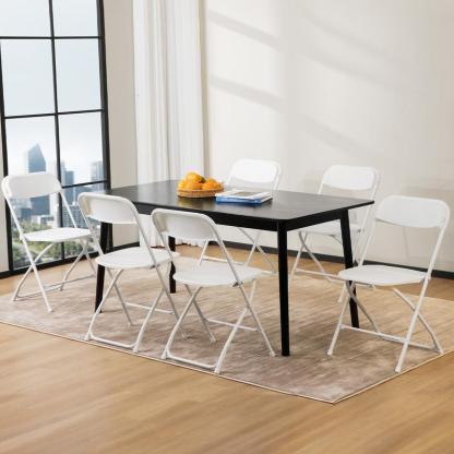Sillas plegables de plástico con capacidad de 150 kg, sillas plegables de metal resistentes, para exteriores e interiores, para el hogar, la oficina y fiestas. Cómodas.