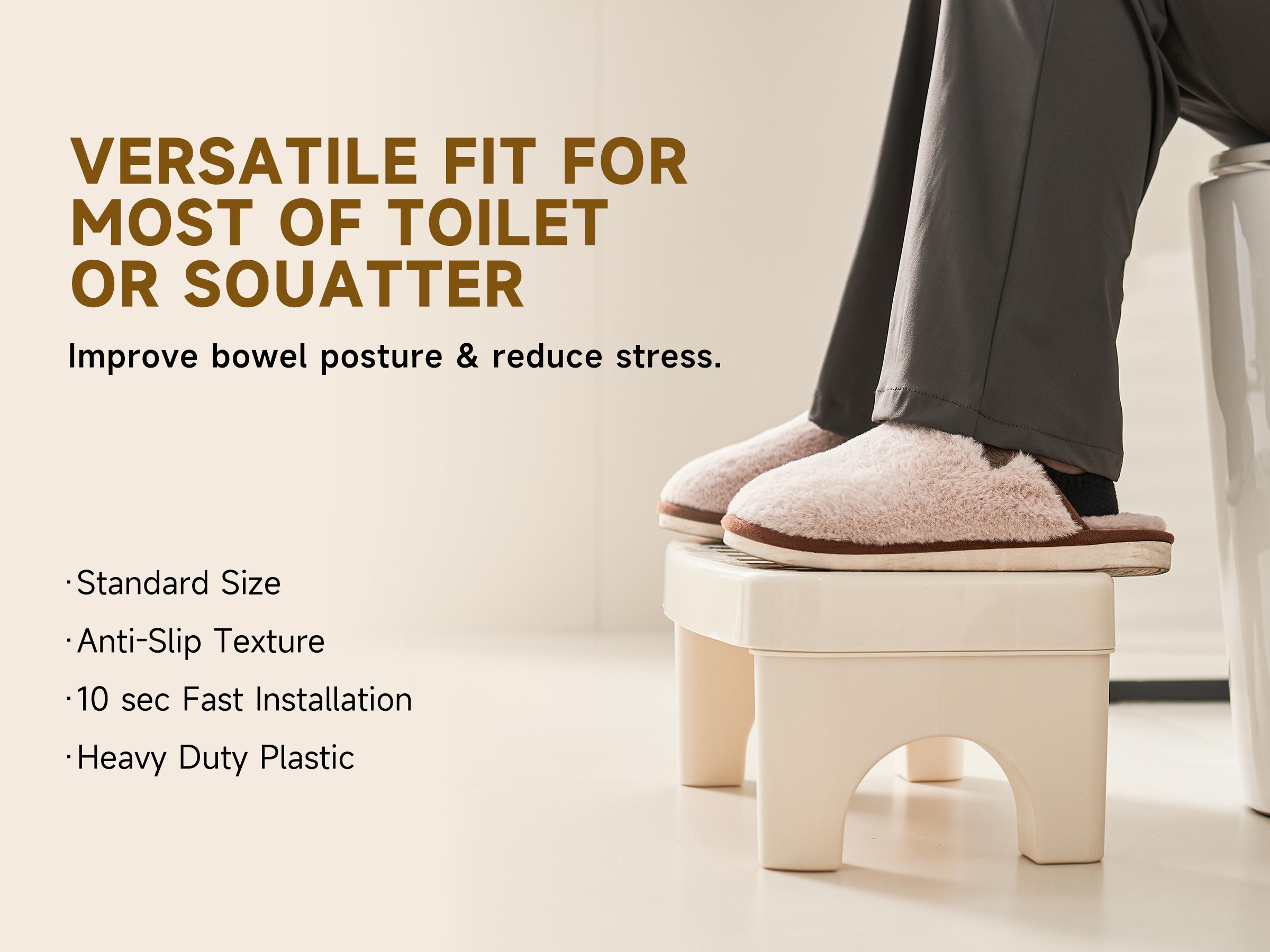 UFORU Adult Bathroom Toilet Stool, 1 Plastic Portable Footstool, Bathroom Non-slip Toilet Auxiliary Step Stool FathersDayGift