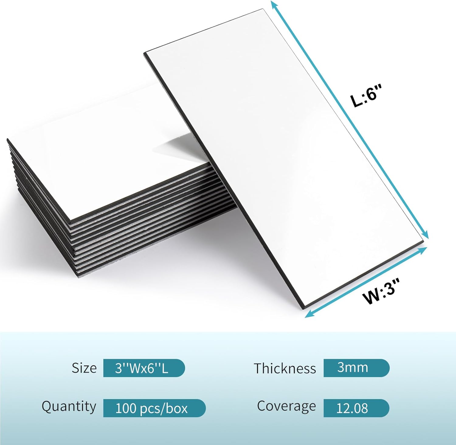 Vamos Tile 100Pcs Water Proof Glossy White Peel and Stick Backsplash,3''x6'' PVC Subway Tile, Stick on Backsplash for Kitchen/Bathroom Decoration Stickers Decorative Ornaments