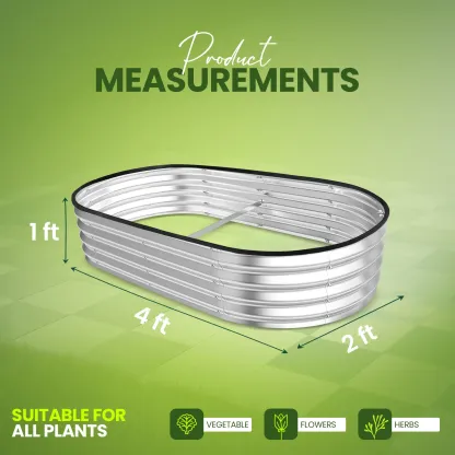 Utopia Home — Paquete de 2 jardineras elevadas galvanizadas (6 x 2 pies) — Maceteros ligeros para exteriores de fácil montaje — Ideales para verduras, frutas y flores