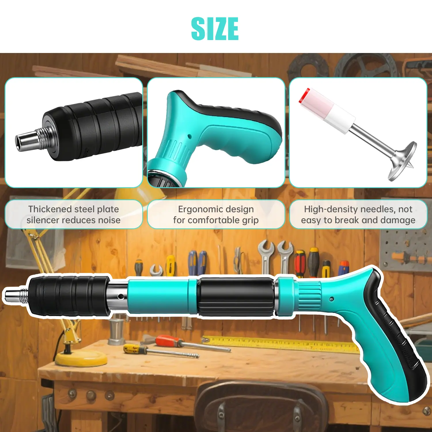 Kit de clavadora para concreto: potencia ajustable, fácil de usar con una sola mano, alta penetración, ideal para muebles, sistemas de climatización y tuberías. Herramienta de fijación profesional portátil.