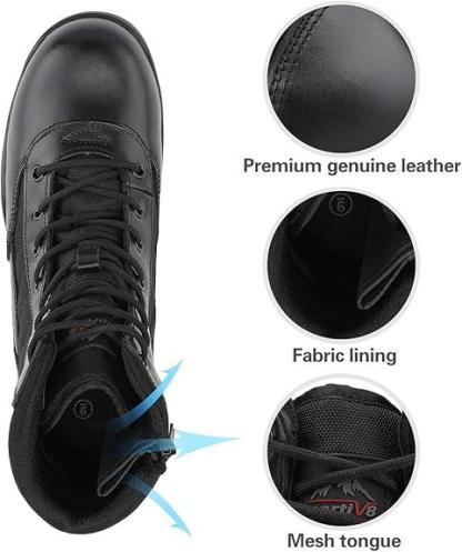 Botas tácticas militares para hombre - Botas negras de cuero suave y transpirable con puntera redonda para hombre, botas de trabajo, calzado para caminar, calzado para jóvenes, botas de trabajo cerradas.