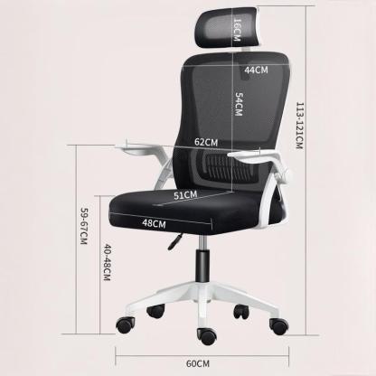 Silla de Oficina, para Gaming, Escritorio Ergonmica con Reposacabezas, Ajustable y con Soporte Lumbar Respaldo de Malla Transpirable Reposabrazos Abatibles de 90 Giratoria 360