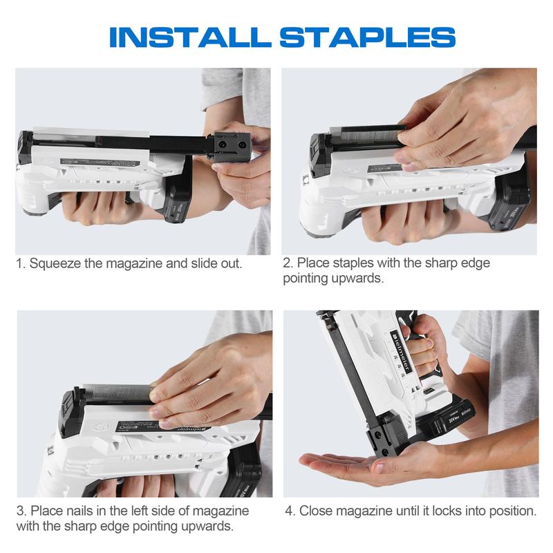 20V Nail Gun Battery Powered, 18 Gauge 2 in 1 Cordless Brad Nailer Stapler for Upholstery and Carpentry,  Upgraded Electric Staple Gun Include 2.0Ah Battery, 1600 Staples and Nails