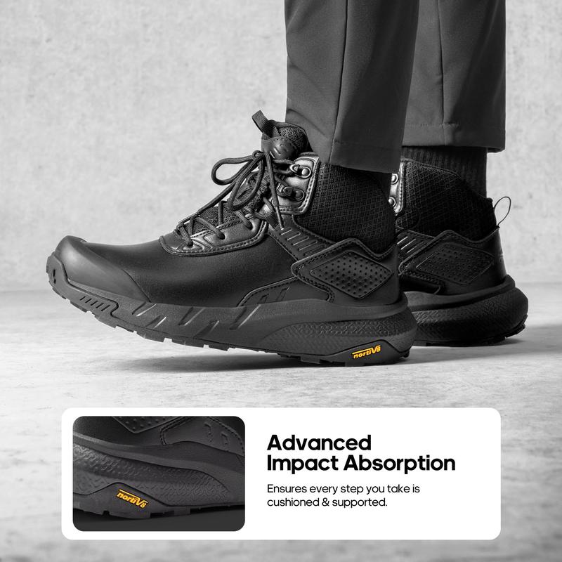 Botas de trabajo tácticas militares impermeables para hombre, de caña alta con protección para el tobillo, fabricadas con tejido duradero y transpirable, ideales para uso en exteriores e interiores. Calzado de seguridad negro.