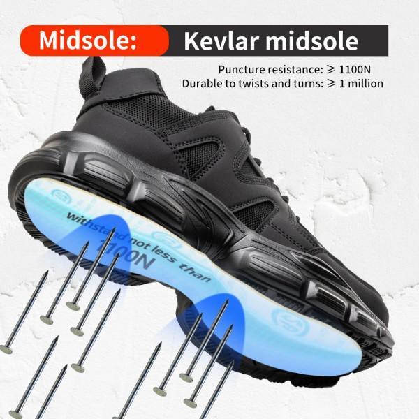 Zapatos de seguridad para mujer con puntera de acero y protección antipinchazos de material Kevlar, ligeros, antideslizantes, botas de trabajo industriales con diseño apto para todo tipo de clima.