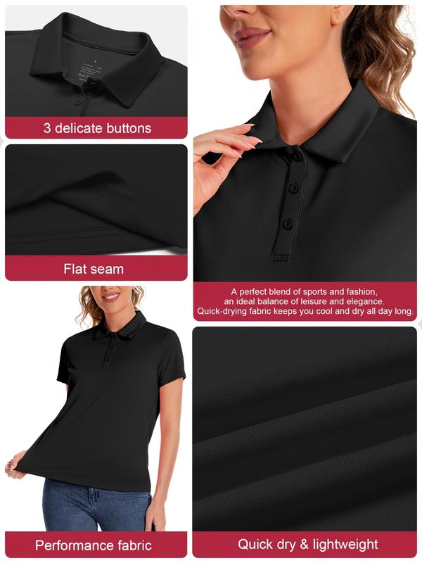 Paquete de 5 polos de mujer de manga corta con cuello de 4 botones, camisetas de uniforme transpirables para trabajo y ocio. Ofertas para ti.