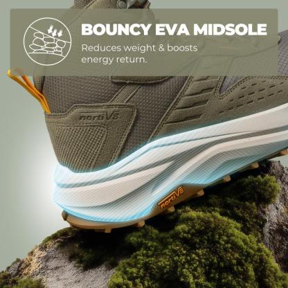 Botas de senderismo para hombre con puntera ancha, impermeables, para exteriores, trekking y camping, para fascitis plantar y juanetes, con una fabricación duradera y una cómoda entresuela de EVA con una caída de 5 mm.