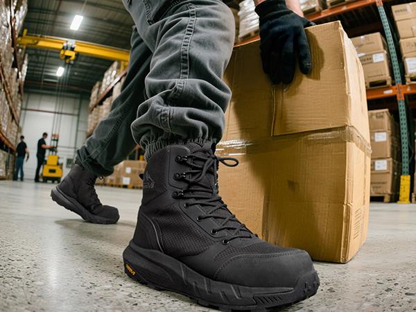 【Nano Composite Toe】NORTIV 8 Men's Composite Toe Work Boots 8'' ASTM F2413-18 Safety Boots with Side Zipper for Construction & Warehouse Metrostrike-Nano Black All Seasons Round Toe Laces Closure - Worker Closed Footwear