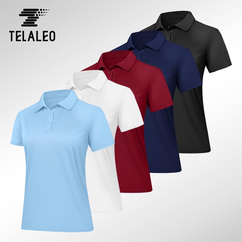 Paquete de 5 polos de mujer de manga corta con cuello de 4 botones, camisetas de uniforme transpirables para trabajo y ocio. Ofertas para ti.