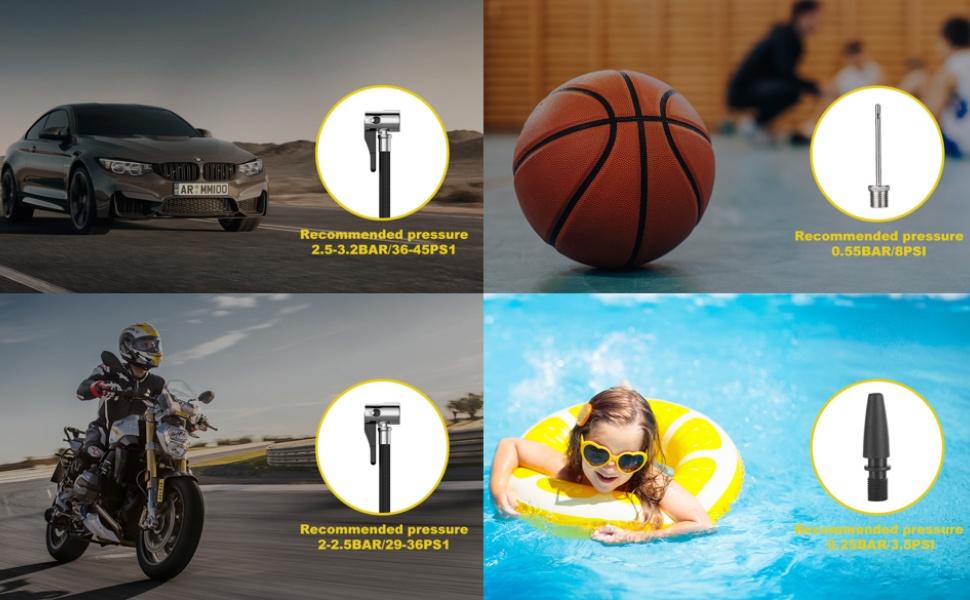 Fadakwalt Tire Inflator Portable Air Compressor DC 12V LED Display 150PSI Gauge for Car Tires Motorcycles Bikes Balls Safe Reliable Compact Design