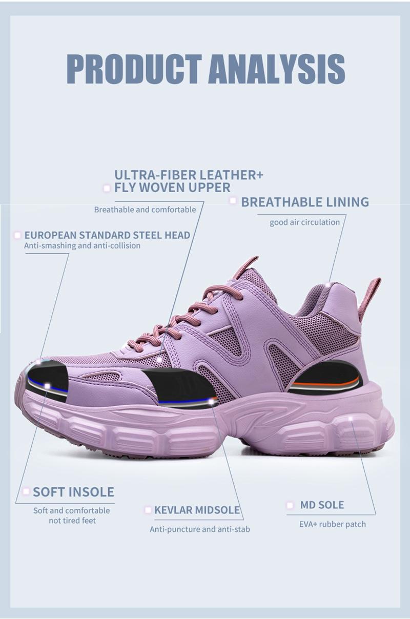 Women's Safety Shoes with Steel Toe Protection & Puncture Resistance Kevlar Material Lightweight Slip-Resistant Industrial Work Boots All-Weather Design